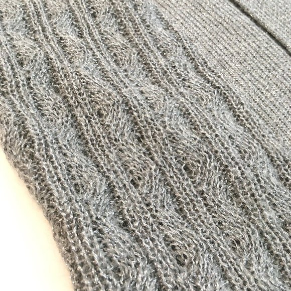 BANANA REPUBLIC Open Front Cardigan Sweater Sz M Silver Gray Cable Knit Mohair - Picture 8 of 12